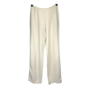 ANNE KLEIN II Cream High-Rise Acetate/Rayon Wide-Leg Women's Trousers Pants 12